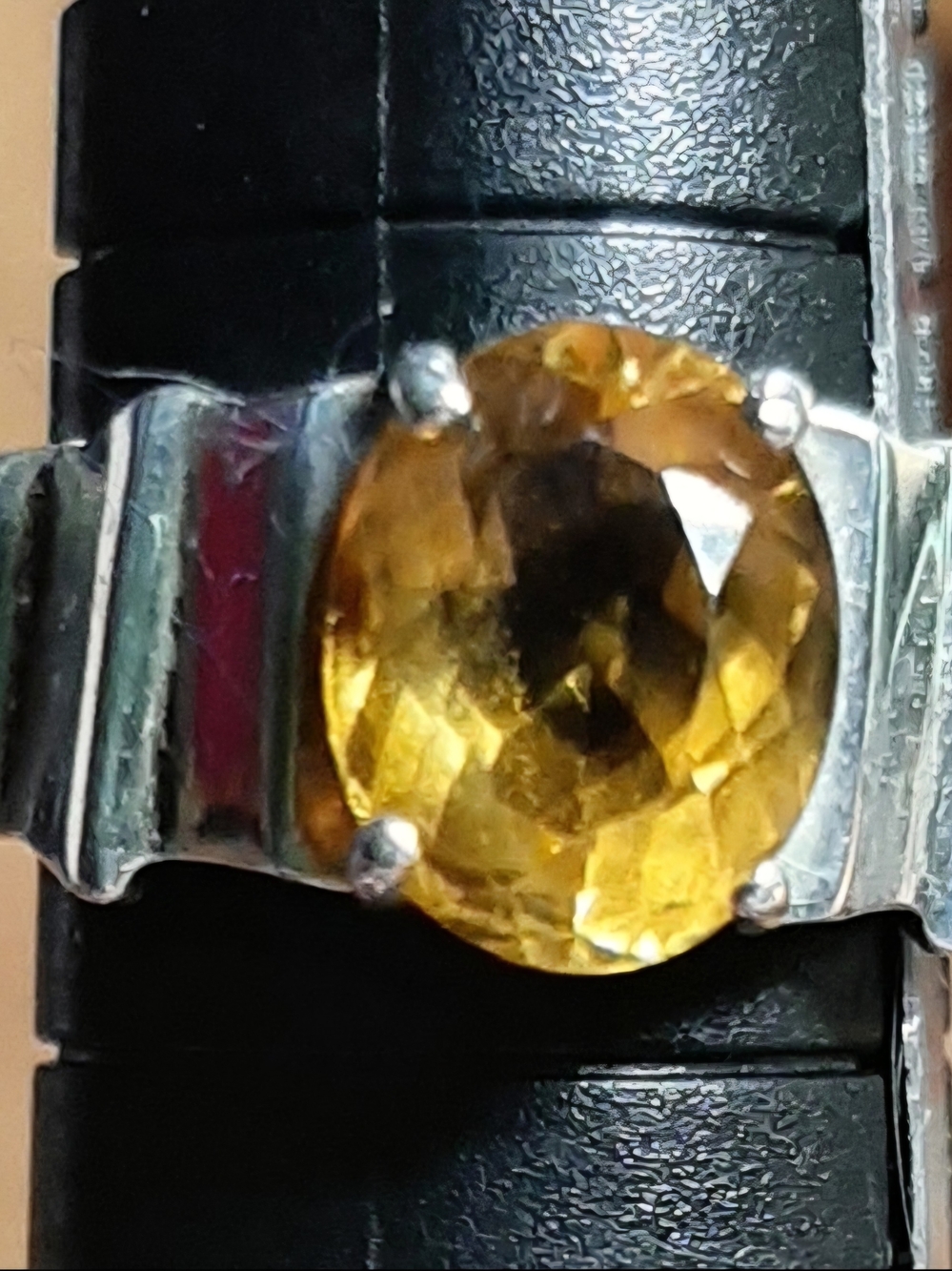 Sterling Silver Yellow Citrine Ring - Elegant Faceted Gem